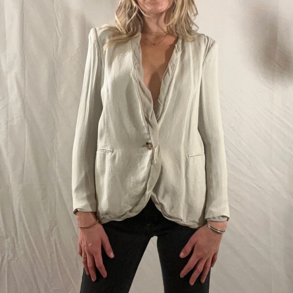 Helmut Lang | Viscose/ Silk Blazer Collarless - Picture 1 of 6
